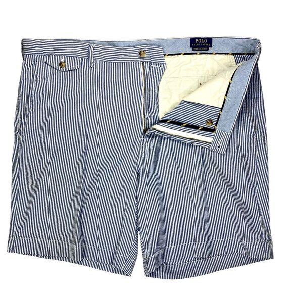 Polo Ralph Lauren Seersucker Short Men 42 Blue Nautical Golf Country Club Preppy - Picture 4 of 13